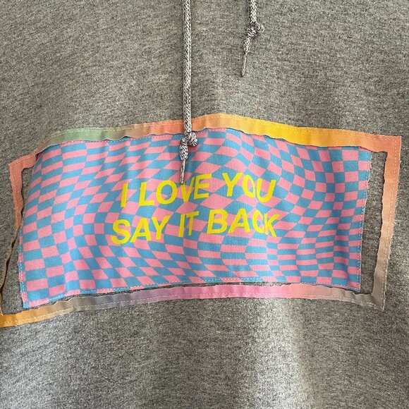 Lonely Ghost Grey Hoodie I Loves You Say It‎ Back Medium - Picture 1 of 6